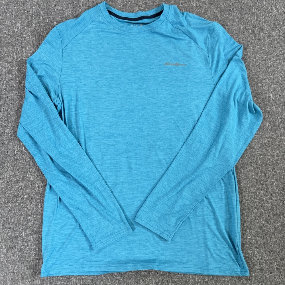 Eddie Bauer Lounge Performance Long Sleeve Shirt Blue Men's Medium Stretch